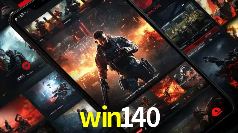 Tela de um celular exibindo uma galeria de jogos de tiro com temática militar, mostrando a variedade de e-sports disponíveis para apostas na plataforma de entretenimento win140.