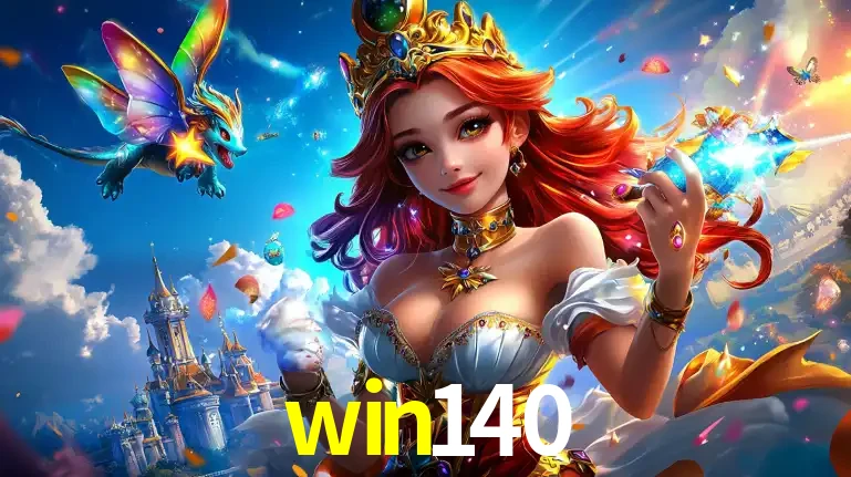 A princesa de um reino de fantasia mágico, com seu pequeno dragão, apresentando um mundo de prêmios encantados nos jogos de caça-níqueis do cassino win140.